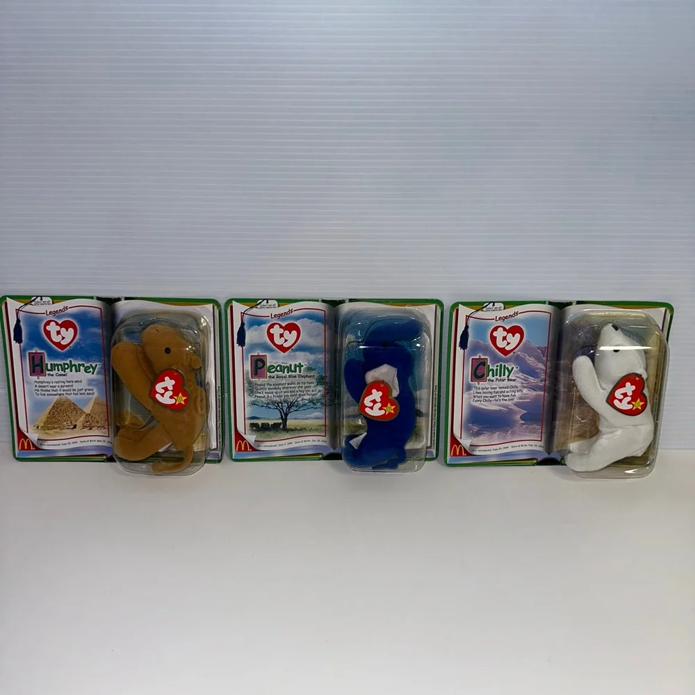 Ty Beanie Babies McDonald's Legends Humphrey Peanut Chilly Set Lot of 3 VINTAGE